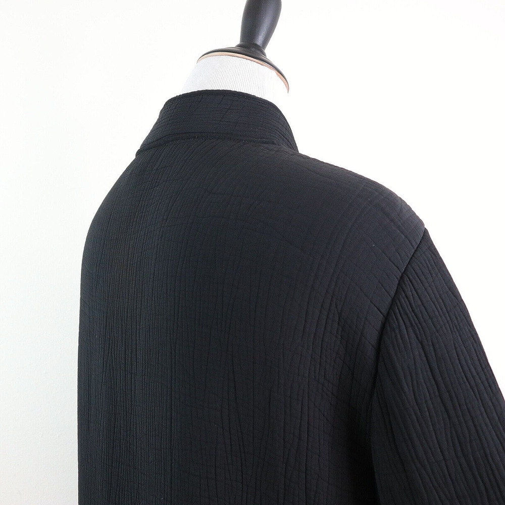 Eileen Fisher Size L Silk Crinkle Sponge Jacket Mandarin Collar Black - Picture 5 of 10